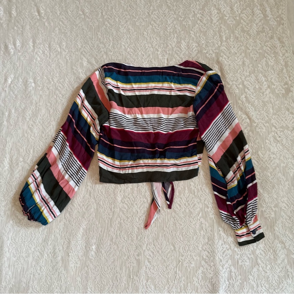 Flynn Skye striped Allie tie front crop top - Picture 8 of 9